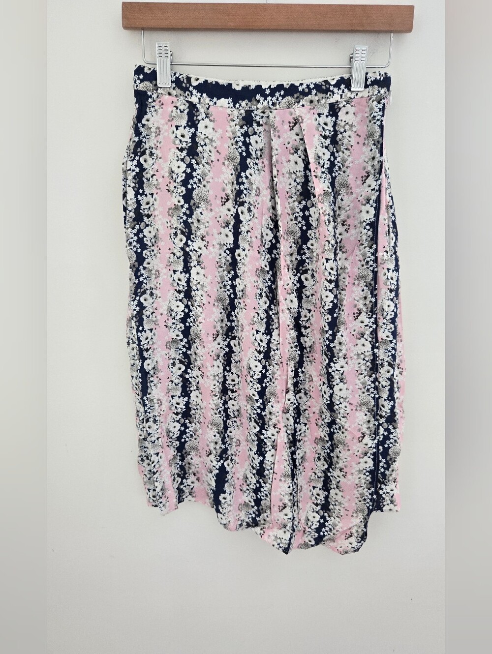 Carven Floral Stripe Asymmetric Wrap Skirt EU 36 US 4